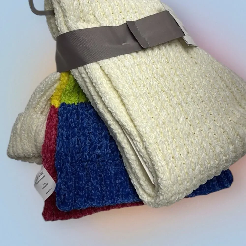 Falls Creek Colorful 3-Piece Winter Knit Set HAT SCARF MITTENS